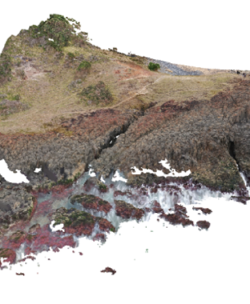 Screen capture of the 3-dimensional model / orthomosaic of the Red Hill Artefact site created using the RPA (Mavic 2 Pro), landform overview looking from the south-east.